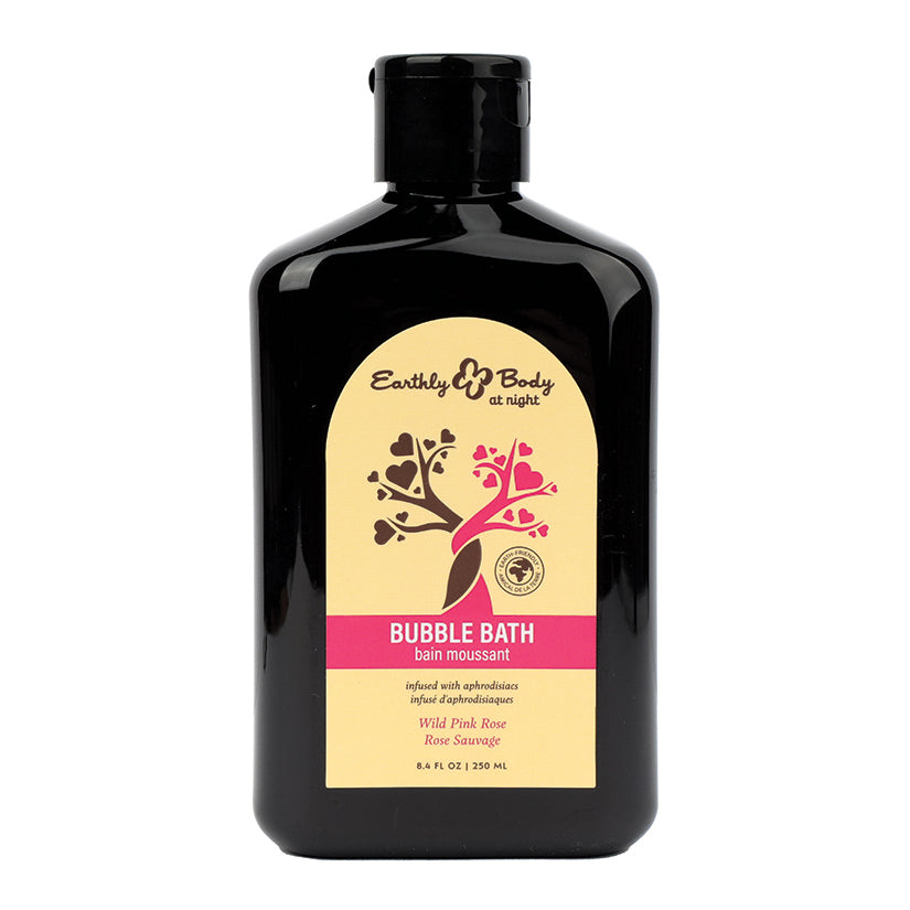 Earthly Body Aphrodisiac Bubble Bath Wild Pink Rose 8.4 oz front bottle view