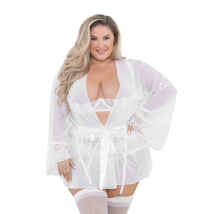 M&M Sheer Lace Trim Robe