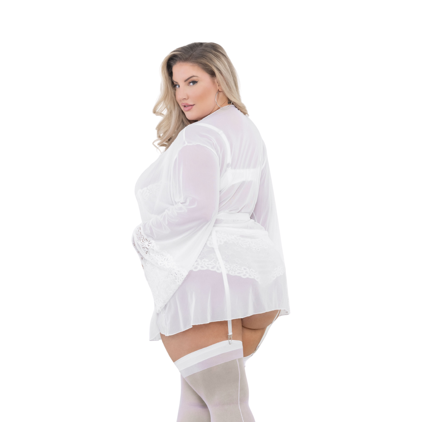 M&M Sheer Lace Trim Robe