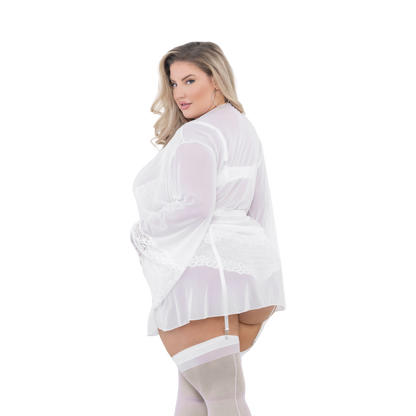 M&M Sheer Lace Trim Robe