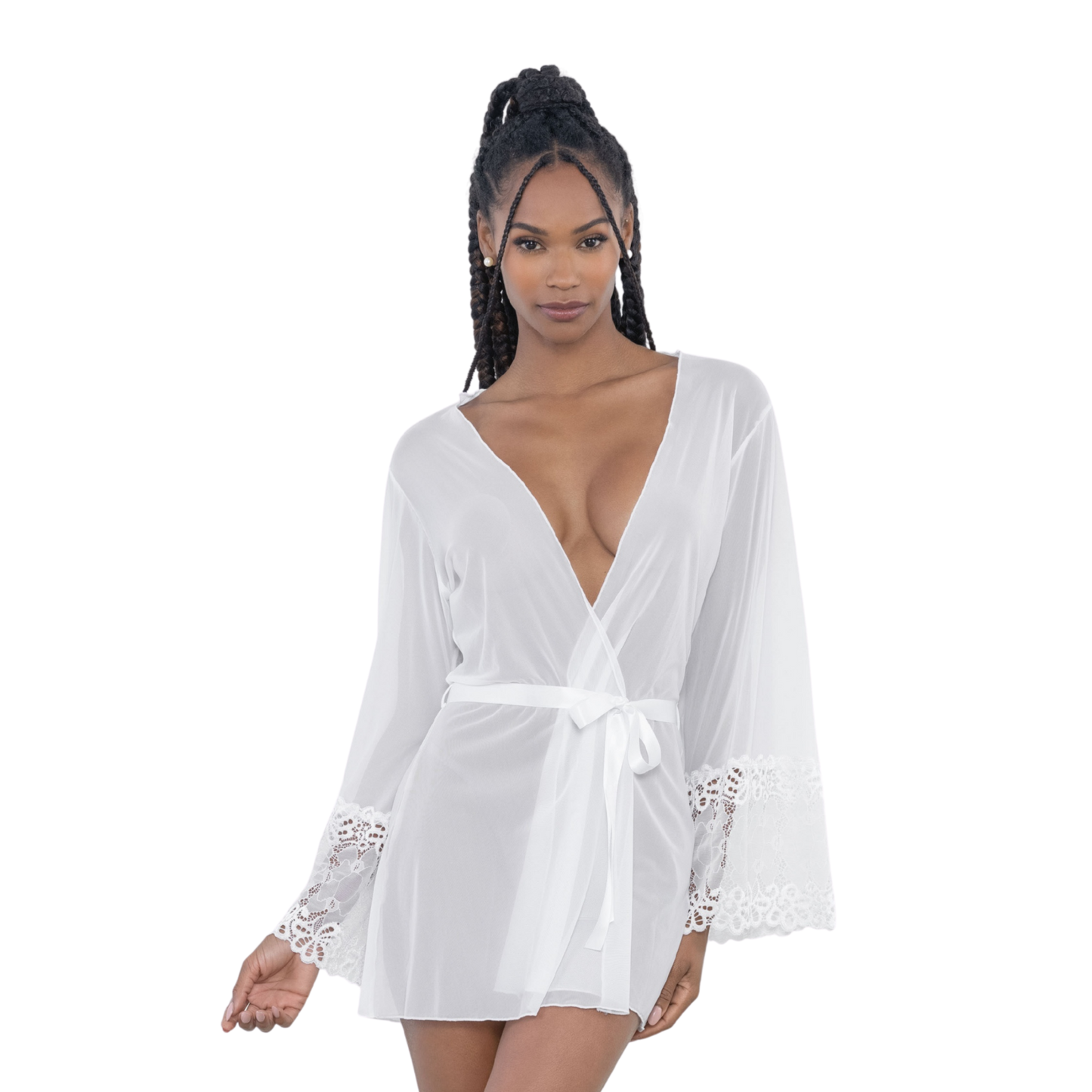 M&M Sheer Lace Trim Robe