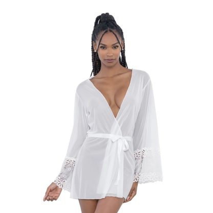 M&M Sheer Lace Trim Robe