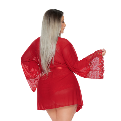 M&M Sheer Lace Trim Robe