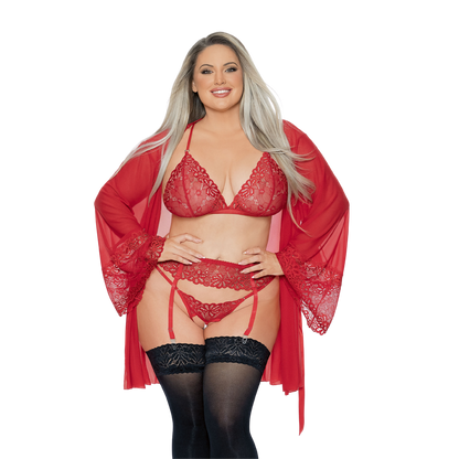 M&M Sheer Lace Trim Robe