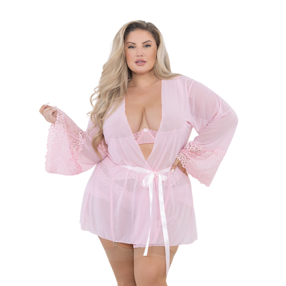 M&M Sheer Lace Trim Robe