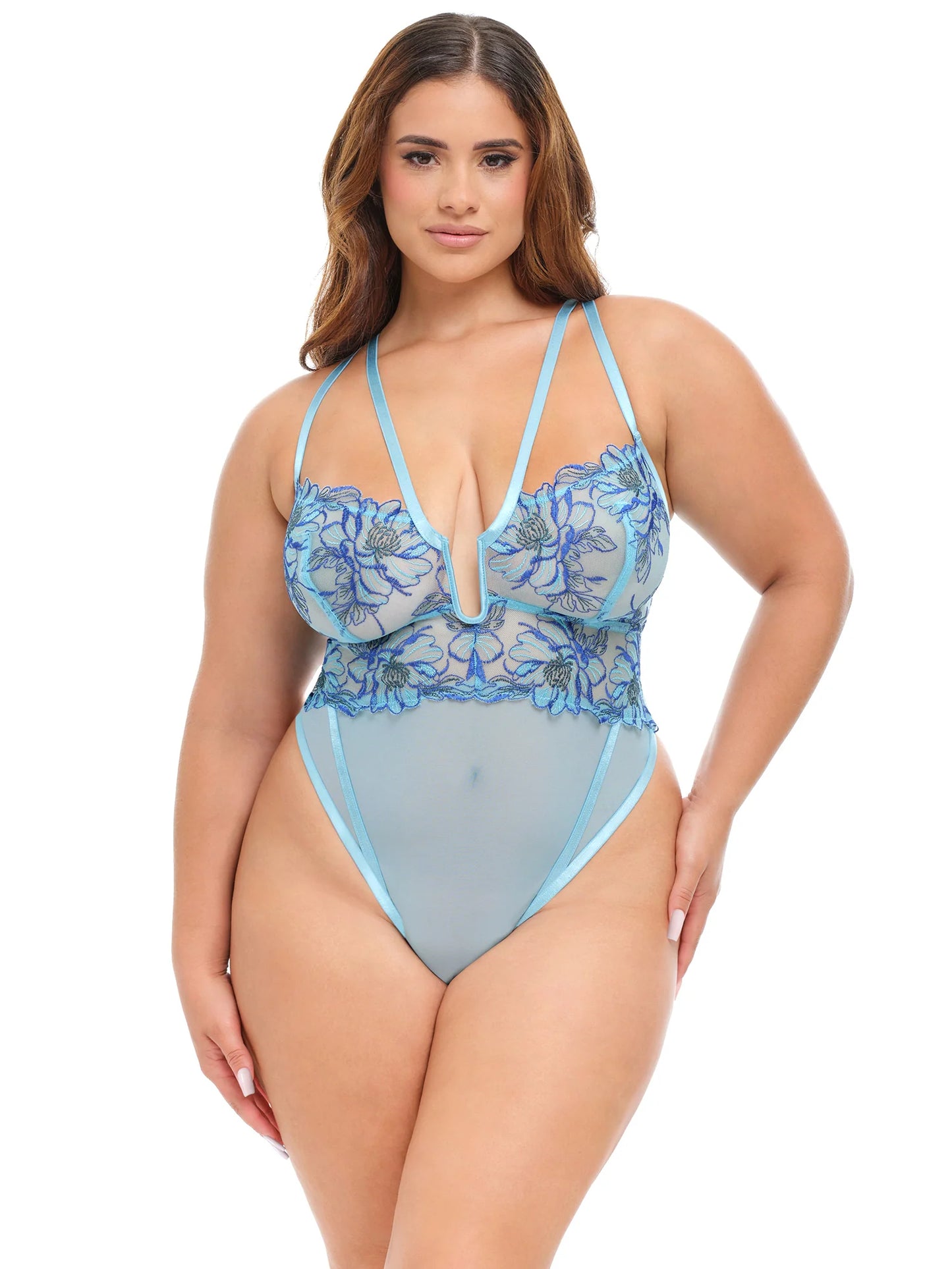 Emilia Strappy Embroidered Teddy