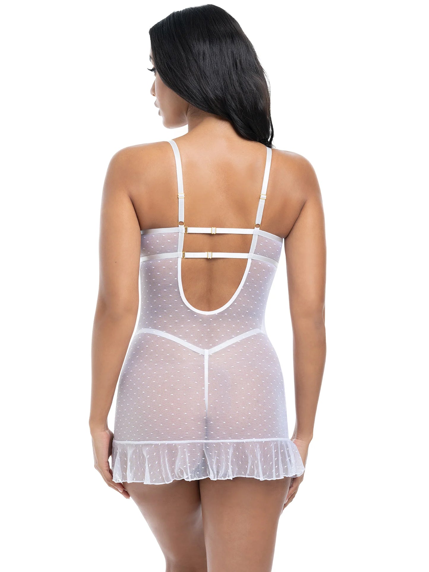 Portia Lace & Dot Mesh Babydoll Set
