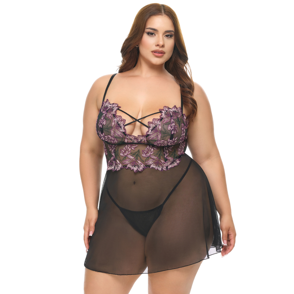 Adela Floral Sheer Babydoll