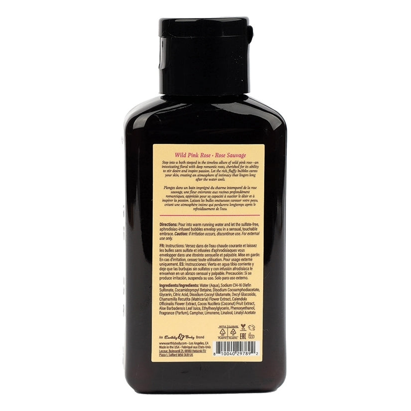 Earthly Body Aphrodisiac Bubble Bath Wild Pink Rose 2 oz back label view