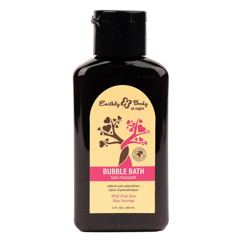 Earthly Body Aphrodisiac Bubble Bath Wild Pink Rose 2 oz front bottle view