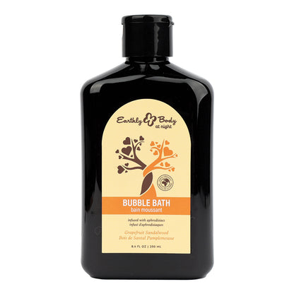 Earthly Body Aphrodisiac Bubble Bath Grapefruit Sandalwood 8.4 oz front bottle view