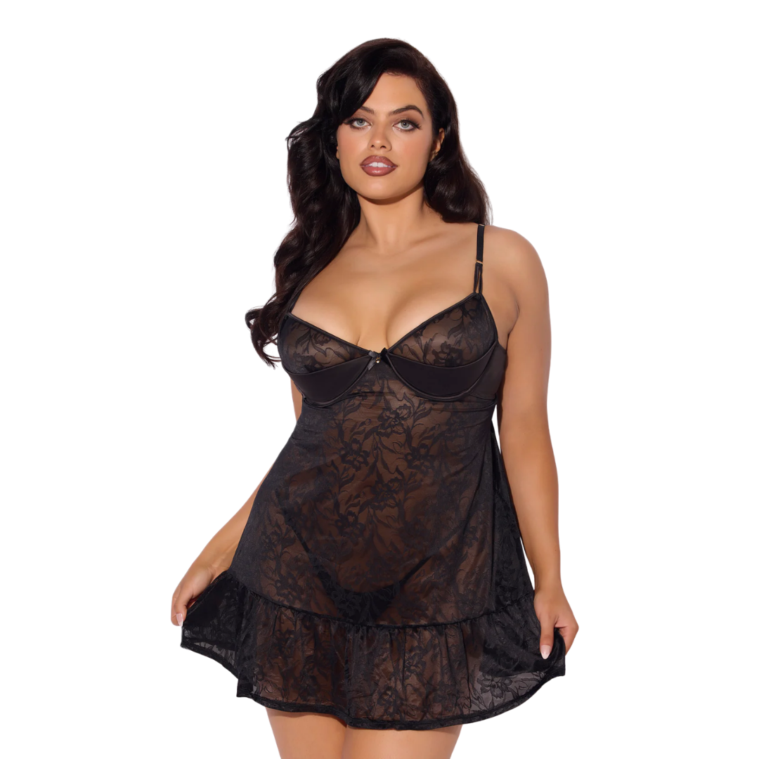 Flora Lace Babydoll & G-String Set