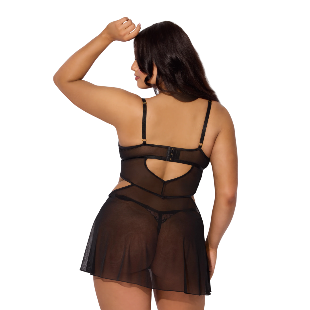 Nova Blacklight Lace Babydoll Set