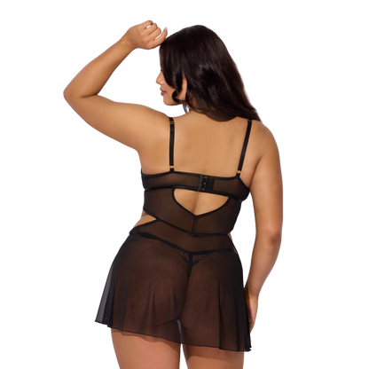Nova Blacklight Lace Babydoll Set