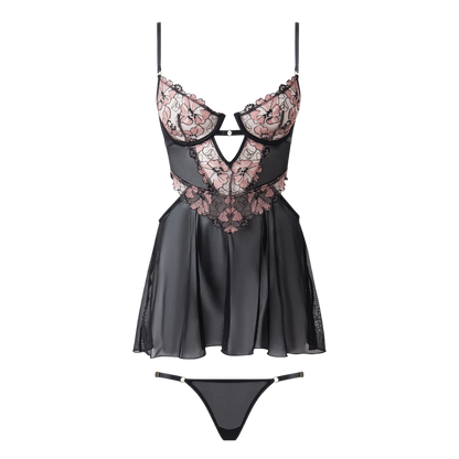 Nova Blacklight Lace Babydoll Set