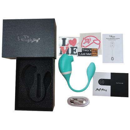 TF Tadpole double stimulation vibrator in teal with packaging and accessories