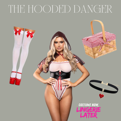 Dangerous Darling hooded costume styling inspiration with coordinating accessories