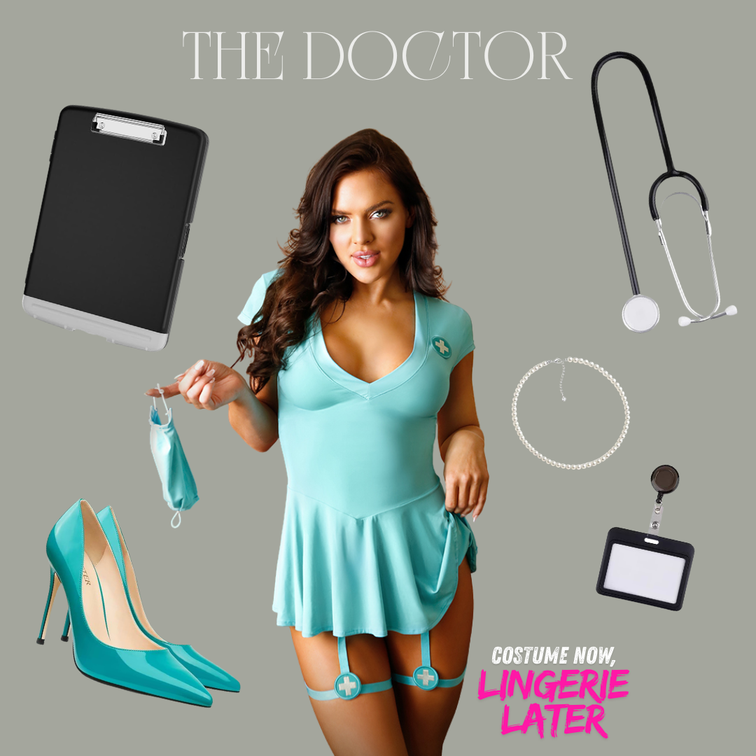 Doctor in the House nurse costume styling inspiration with coordinating accessories