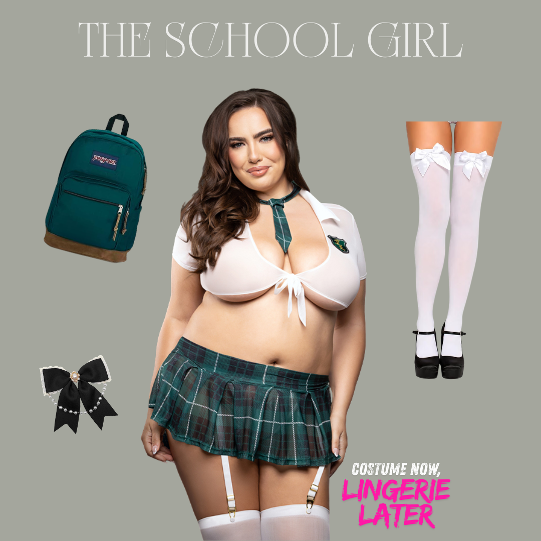 Highly Ambitious school girl costume styling inspiration with coordinating accessories